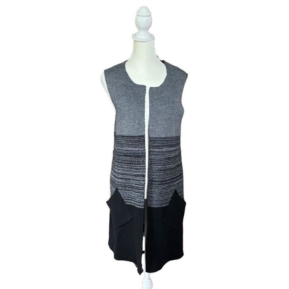 Cocogio Sleeveless Open Front Long Sweater Vest with Pockets Size Medium